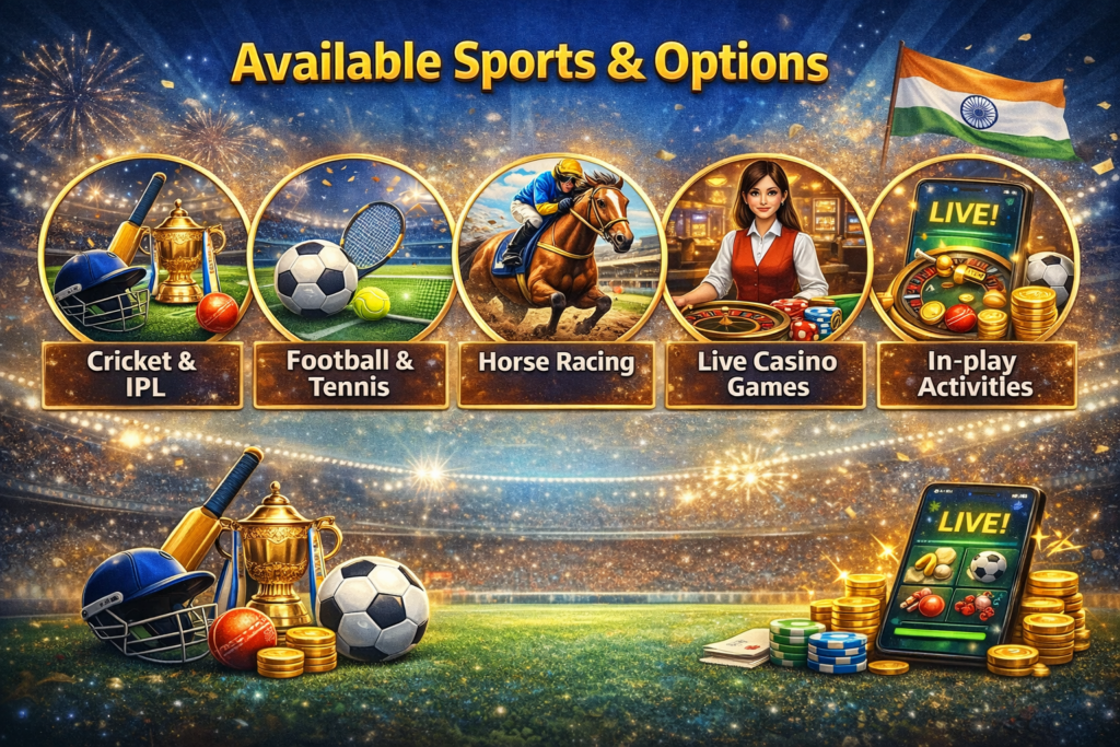 Available sports and gaming options